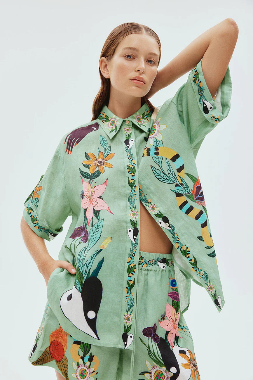 Turquoise Linen Beautiful Co-Ord Set Dress